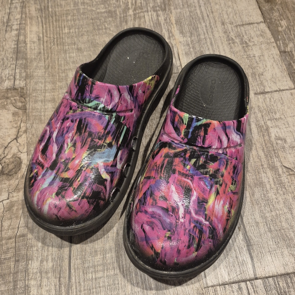 Oofos Neon Rose Pink Recovery Clogs Womens Size 10